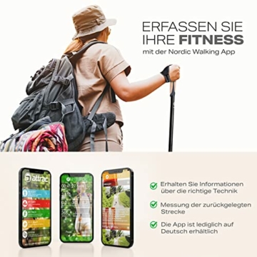 Attrac Wanderstöcke Click & Go Trekkingstöcke mit Anti-Shock Dämpfung I Laufstöcke | Nordic Walking-Stöcke verstellbar & super leicht 69-136cm inkl. Sport App - 6